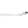 Vigor V6752-19 - Chiave combinata a cricchetto con doppio snodo, meccanismo a cricchetto dentato sul lato anello, colore: Argento