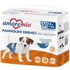 Amore Mio | 12 Pannolini Igienici per Cani e Gatti, Taglia M, Ø 30-49 cm, Mutande per Cani Usa e Getta, Antiodore, Chiusura Adesiva Regolabile - 1 Confezione da 12 Pannolini