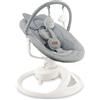 Momi Sdraietta a dondolo MoMi PEARL per neonati 0-9 kg, seduta 360°, LED, Bluetooth, telecomando, batterie o rete, USB, cinture 5 punti, arco con giochi