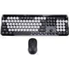 Fockety Tastiera e Mouse Wireless, Tastiera da Macchina da Scrivere Colorata a 104 Tasti con Copritasti Rotondi e Connessione Cordless da 2,4 GHz Compatibile con PC, Laptop (BLACK)