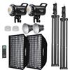 Godox SL60II-D LED Video Light Kit 2Pack Continuous light Set, Square Grid Softbox,Light Stand, Remote Control & Honeycomb Grid for Studio Video Recording, Filming, Podcast (2PCS)