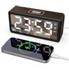Lancoon - Sveglia digitale per la camera da letto, volume di sveglia regolabile 5-100%, dimmer, modalità giorni feriali/weekend, snooze, DST, porta di ricarica USB, marrone