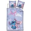 Aymax Stitch e Angel Copripiumino Singolo 140x200 + Federa 65x65 Misto Cotone | Set lenzuola reversibile | Misto cotone asciugatura rapida | Disney Lilo & Stitch | Teen & adulti | Regalo | Idea regalo