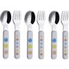EXZACT Posate per bambini 6 pezzi acciaio inox bimbi forchette cucchiai | 12M 18 10 BPA senza facile presa ABS manici con pastello Stars Dots per auto Feeding cameretta pasti e lavabile in
