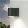 Licht-Erlebnisse Lampada da esterno antracite, faretto da parete per esterno, GU10, IP44, resistente alle intemperie, H:8 cm, piuma, semicircolare, terrazza, balcone, lampada da esterno a parete, illuminazione carport