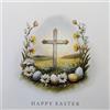 YLAB Set di 8 biglietti di Pasqua cristiani - Biglietti di auguri religiosi per Pasqua con croce e fiori primaverili - Include buste - 12 x 12 cm - Carta da 210GSM