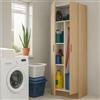 Dmora - Armadio multiuso 2 ante Charleston, Mobile porta scope, Scarpiera con ripiani, Guardaroba porta scarpe, cm73x37h180 cm, Rovere