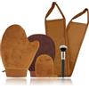 XHCTNB Kit Applicazione Autoabbronzante 5 Pezzi, Guanto Morbido, Applicatore Schiena, Spazzola Viso, Guanto Dettagli, Esfoliante, per un Bronzo Uniforme Senza Striature, Marrone