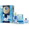 NIVEA Essentials Skincare Kit cofanetto regalo donna, Set regalo donna con Crema Viso Idratante Rinfrescante 50 ml, Struccante Occhi Doppia Azione 125 ml e Burrocacao Labbra Labello Hydro Care 4.8 g