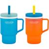 Infantino My 1st - Set di 2 bicchieri in plastica resistente con cannuccia e manico, a prova di perdite, senza BPA, senza inondazione e spruzzi di agrumi