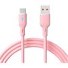 AKYGA AK-USB-61 - Cavo USB C a USB-A in silicone rosa LED USB 2.0 480 Mbit/s flessibile per ricarica rapida e cavo dati