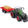 Burago Bburago Trattore FENDT 1050 Vario in pressofusione B18-31674 con veicolo rimorchio per balle funzionanti, verde