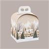 LUCGEL SRL Scatola Porta Panettone Christmas Village in Cartone con Maniglia 200x200xH180 mm 10 Pz