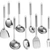 VINATO Set 7 Utensili da Cucina in Inox con Supporto | Utensili da Cucina in Acciaio Inossidabile, Set di Spatole con Mestolo, Schiumarola, Paletta per Pasta, Resistente al Calore