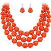 EVER FAITH Set di orecchini con collana a più fili, set di gioielli da donna con colletto in perline per l'estate