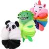 PHOGARY 3 spugne da bagno in rete per bambini, spugnette da bagno a forma di animali dei cartoni animati, spugnette esfolianti per il corpo dei bambini