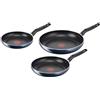 Lagostina Mirtillo, Set di 3 Padelle 20, 24 e 28 cm con rivestimento in Titanio Antiaderente per Tutti i Piani Cottura, Tecnologia Thermo-Signal, Cottura Uniforme