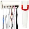 Linkidea Portaspazzolini a 6 scomparti con coperchio antipolvere e clip per dentifricio, supporto in plastica adesivo per doccia, compatibile con spazzolini manuali Oral-B/Colgate