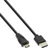 InLine 22024 Cavo High Speed HDMI Ethernet Mini C Maschio a HDMI a Maschio, 0.5 m, Premium, Contatti Dorati, Nero