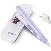 Akozon Mini Piastra per Capelli Corti, 2 in 1 Mini Piastra per Capelli Viaggio Bellezza Riscaldamento Arricciacapelli Rosa Spina Europea L Piastra in Ceramica Tormalina (Viola)