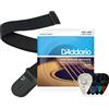D'Addario Pacchetto chitarra acustica D'Addario, contenente; Corde per chitarra EJ16 Regular Light, cinturino in Polypro nero, plettri per chitarra in celluloide assortiti