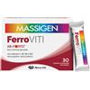 Massigen FerroVITI Integratore di Ferro Vitamina C e Vitamine B2 B6 B12, 30 Bustine