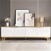 Rosebibi Mobile TV con quattro ante, supporto TV, supporto TV, supporto TV basso, design unico, texture geometrica 160 x 37,5 x 48 cm (L x P x A) (bianco)