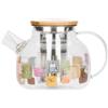 THUN - Teiera in vetro con filtro e manico effetto bamboo - 1L - - Vetro borosilicato - Acciaio inox - Silicone - Bambù