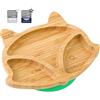 bamboo bamboo Piatto Baby E Bambini Piatto Bambù Volpe Con Suzione Sicura Per Pasti E Svezzamento Antiscivolo Per Neonati Da 6 Mesi (Volpe, Verde)