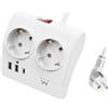Ewent Multipresa da scrivania/tavolo con 2 Prese Schuko e 2 porte USB-A e 1 porta USB-C, Interruttore ON/OFF, 3680W, Protezione da Sovraccarico, Spina Schuko 16A e cavo da 1.5mt, Bianca