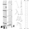 VEVOR Scala Pieghevole Multiuso, Scala Telescopica Regolabile 4 Gradini con Struttura ad A, Scala Estensibile per Impieghi Gravosi con Altezza 4,7 m Capacità 149,7 kg per Lavori Domestici all'Aperto