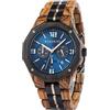 BOBO BIRD - Orologio da uomo in legno, sportivo, moderno, casual, cronografo, al quarzo, cinturino in acciaio inox, con data (blu) blu, M, eleganza di lusso
