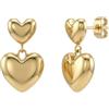 AMOR - Orecchini da Donna in Acciaio inox - Placcato Oro/Dorato - Orecchino Pendente a Cuore - AMR-E0045