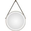 Talos Specchio da bagno con illuminazione rotonda TALOS LED CORVIA Shine in oro opaco Ø50 cm - specchio rotondo con fascia di alta qualità in Pelle finta - adatto a locali umidi grazie alla cornice in alluminio