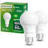 bravotecno Lampadine LED E27, Classe Energetica B, E27 LED Luce Calda 3000K, 4,3W 806LM A60, Equivalente a 60W, Angolo di Illuminazione 360°, Non Dimmerabile, Basso Calore & Lunga Durata, 2 Pezzi