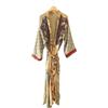 Fatto a mano Accappatoio Kimono Boho In Seta Crepe Vintage Beige Donna Modello CSR-309