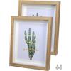 Houstimi Cornice portafoto 3D, 13 x 18 cm, in legno massello e vetro, profondità 1,5 cm, 2 pezzi, colore legno scuro