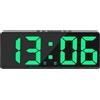 Drawup Sveglia digitale con display a LED, attivazione vocale, temperatura ambiente, funzione snooze, pannello a specchio in ABS nero, 17 x 7 x 2,5 cm, per camera da letto, scrivania, ufficio (guscio nero