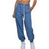 Urban Classics Ladies Light Denim Joggers Donna Pantaloni Tuta Nero 100% Cotone