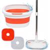Relaxdays Set mocio, secchio 3,8L con strizzatore, bianco-arancione | salvaspazio, HLP 18x34,5x34,5 cm, 2 panni