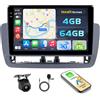 Hikity Autoradio Android 15 9 per Seat Ibiza 2012-2015 CarPlay | 4+64G. Compatibile Ibiza Typ 6J. Schermo Incell. Wireless CarPlay, Android Auto, BT, GPS, WiFi, FM/RDS, Retrocamera, MIC