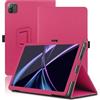 Envibe Custodia per Acer Iconia Tab A10 (A10-21-A0T7) 10.1 Pollici, Cover Tablet Acer Iconia Tab A10-21-A43P, Copertura Protettiva Pieghevole con Supporto per Matita e Cinturino da Polso. (Rosso)