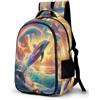 WECECE Zaini Scuola Dolphin Ocean Studentessa 12-15 Anni Zainetto Sea Creature Ragazzo Classe 8 Cartella Scolastica 11-15 Anni, Backpack Sport Leggero Resistente Grande Comodo