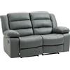 Easycomfort Divano 2 Posti Reclinabile e Imbottito con Schienale Diviso e Poggiapiedi, 168x98x102 cm, Grigio