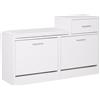 EasyComfort Scarpiera Portascarpe Robusta Design Moderno 12 Paia di Scarpe Sedile con Cuscino da Ingresso in Legno Truciolato 94,5 x 57 x 30 cm Bianco