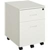 Easycomfort Schedario da Ufficio Cassettiera Per Scrivania in Legno, 2 Cassetti, Serratura con 2 Chiavi, Bianco, 40x45x55.6cm