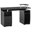 Easycomfort Scrivania per Computer Moderna Porta PC, Scrivania da Ufficio in Legno con Cassetti, Mensola Estraibile e Porta Tastiera, 120x55x85cm, Nero