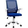 EasyComfort Sedia da Ufficio Ergonomica con Braccioli e Supporto Lombare, Poltrona Ufficio Girevole e Altezza Regolabile in Tessuto Blu