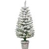 Easycomfort Albero di Natale Artificiale Innevato con 60 Luci LED Bianche e 116 Rami, Base con Vaso Rimovibile, ?40x90cm, Verde
