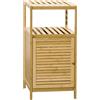 EasyComfort Mobiletto Bagno in Bambù a Doghe con Armadietto a un'Anta, 33x36.5x67cm, Colore Legno Naturale